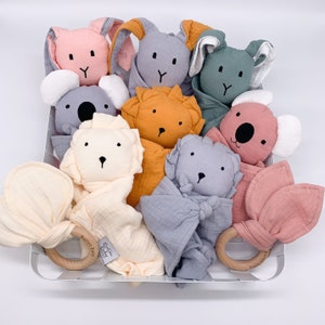 Personalized Animal Lovey & Crinkle Toy, New Baby Gift, Baby Gift, Bunny, Lion, Koala, Baby Lovey, Personalized Baby Gift, Organic