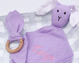 Bunny Lovey & Crinkle Toy, Personalized, Baby Gift, Bunny Lovey, Toddler Toy, Baby Gifts, Organic, Baby Hospital Gift