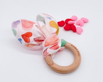 Juguete de corazones arrugados, juguete de San Valentín, San Valentín para bebés, juguete Montessori, regalo para bebés, orejas de conejo, regalo para recién nacidos, regalo para hospital