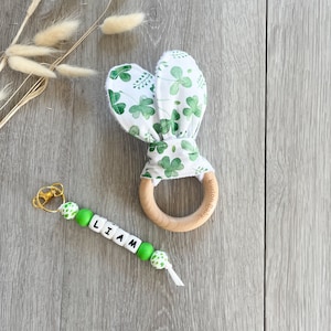 St Patrick's Day Baby Crinkle Toy and Bag Chain Gift Set, Irish Baby, Personalized, Diaper Bag Keychain, Baby Gift