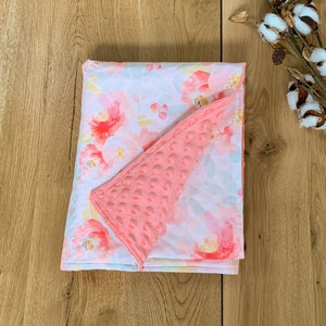 Floral Baby Blanket, Personalized Baby Blanket, Embroidered, Floral Nursery, Crib Blanket, Lovey Blanket, Baby Gifts
