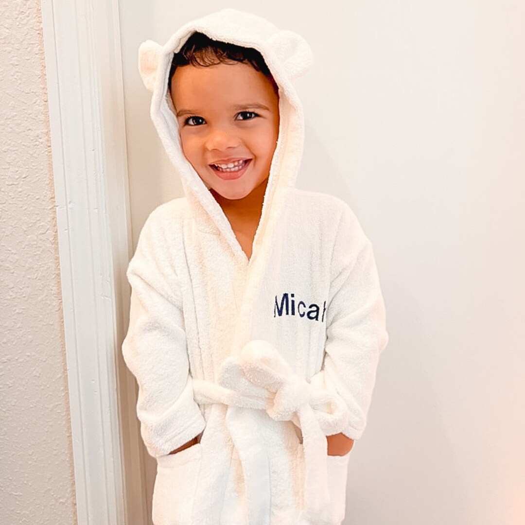 Hooded Bath Robe, Personalized Toddler Bath Robe, Baby Gift, Birthday ...