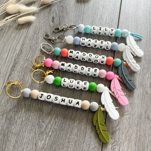 Llavero personalizado, canasta de Pascua, etiqueta para mochila escolar, llavero para bolsa de pañales, regalo para bebé, llavero para bolsa, cadena para bolsa de guardería, etiqueta con nombre para mochila