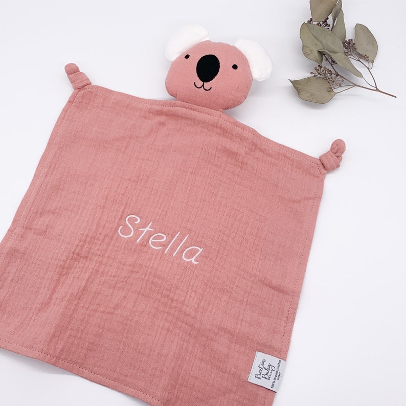 Personalized Koala Lovey, Baby Gift, Baby Gifts, Organic Lovey, Bunny Lovey, Toddler Gift, Animal Lovey, Baby Lovey, Baby Hospital Gift Mauve - No Name