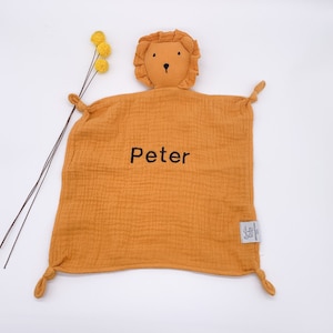 Lovey Löwe, Baby-Osterkorb, personalisiert, Baby-Geschenk, Bio, Musselin, Kleinkindgeschenk, Babyspielzeug, Tierliebhaber, Löwe, Löwe-Geschenke, Safari