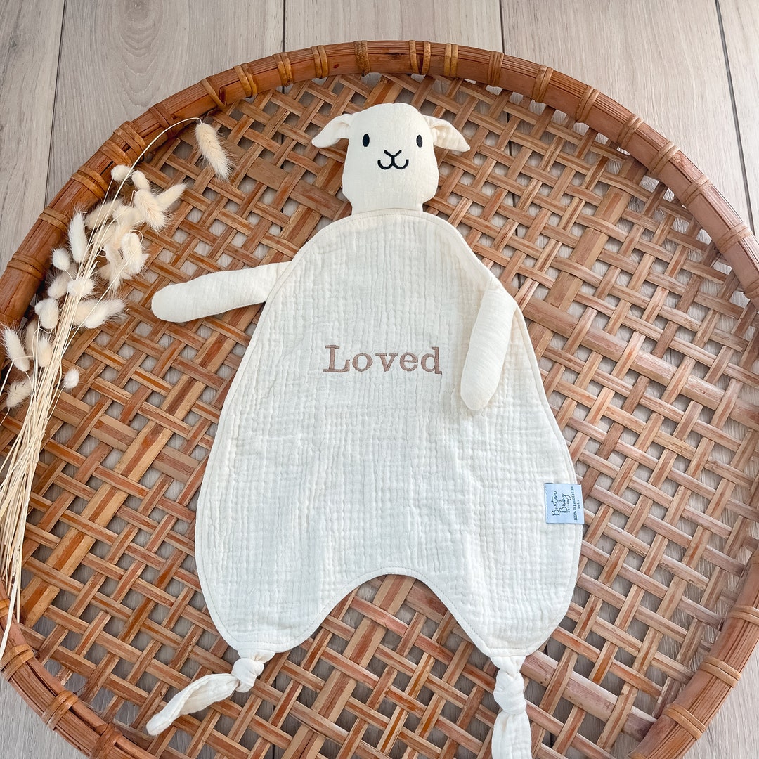 Personalized Lamb Lovey, Baby Gift, Baby Stocking Stuffer, Baby Lovey ...