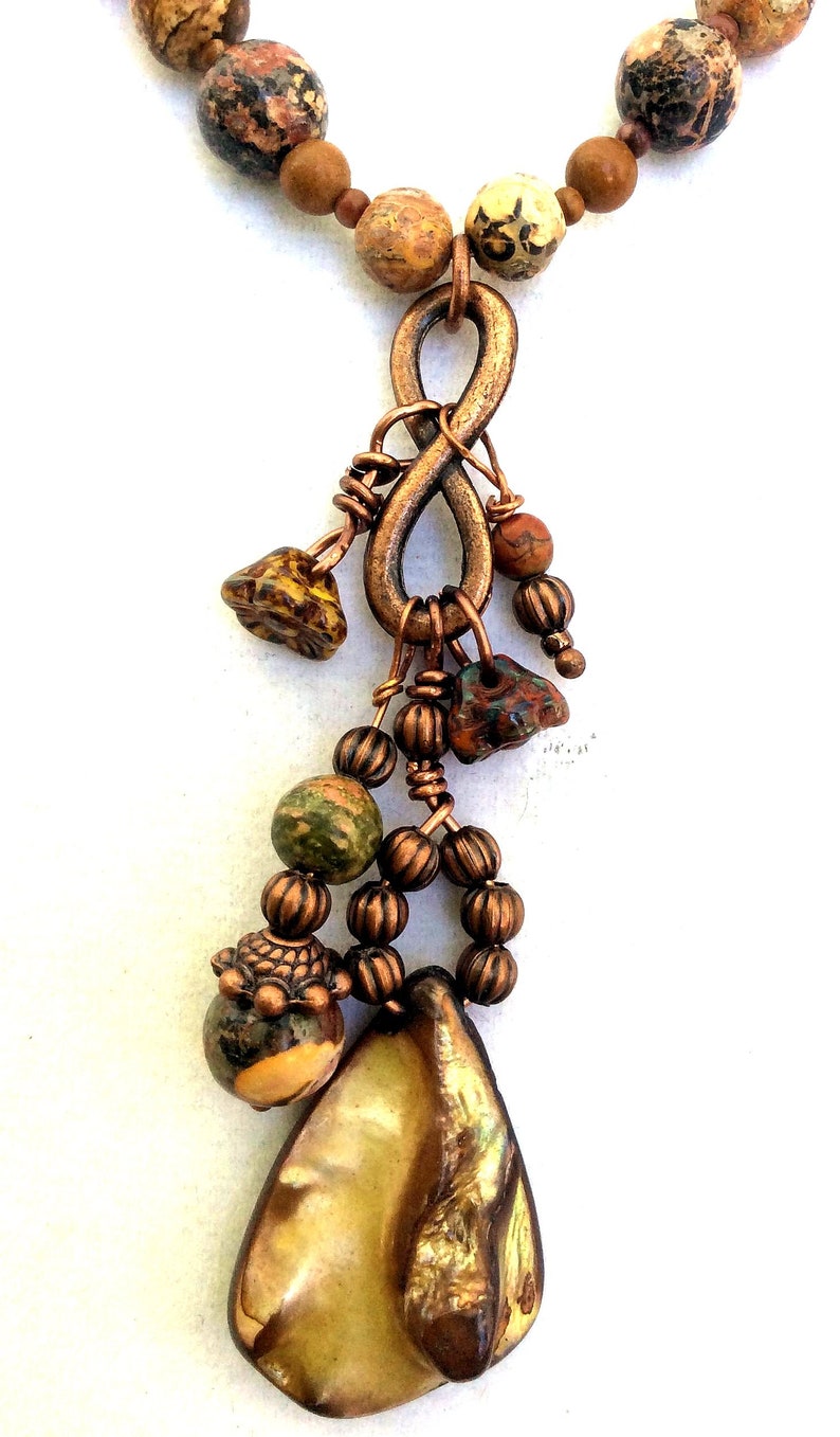 Sandstone Jasper Necklace with Focal Beaded Drop Set
