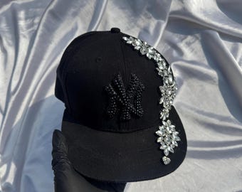 Crystal New York Yankees Baseball Cap•Custom Hat•Yankees Hat•New Era Hat•Swarovski Custom Hat•N.Y.Yankees hat•