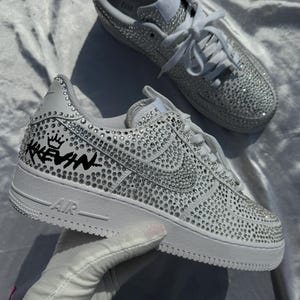 Nike Air Force 1 Crystal Rhinestone  Sneakers, Wedding Bling Shoes, Custom White AF1
