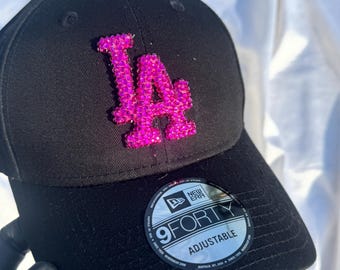 Crystal LA Baseball Cap•Custom Hat•LA Hat•New Era Hat•Swarovski Custom Hat•N.Y.Yankees hat•