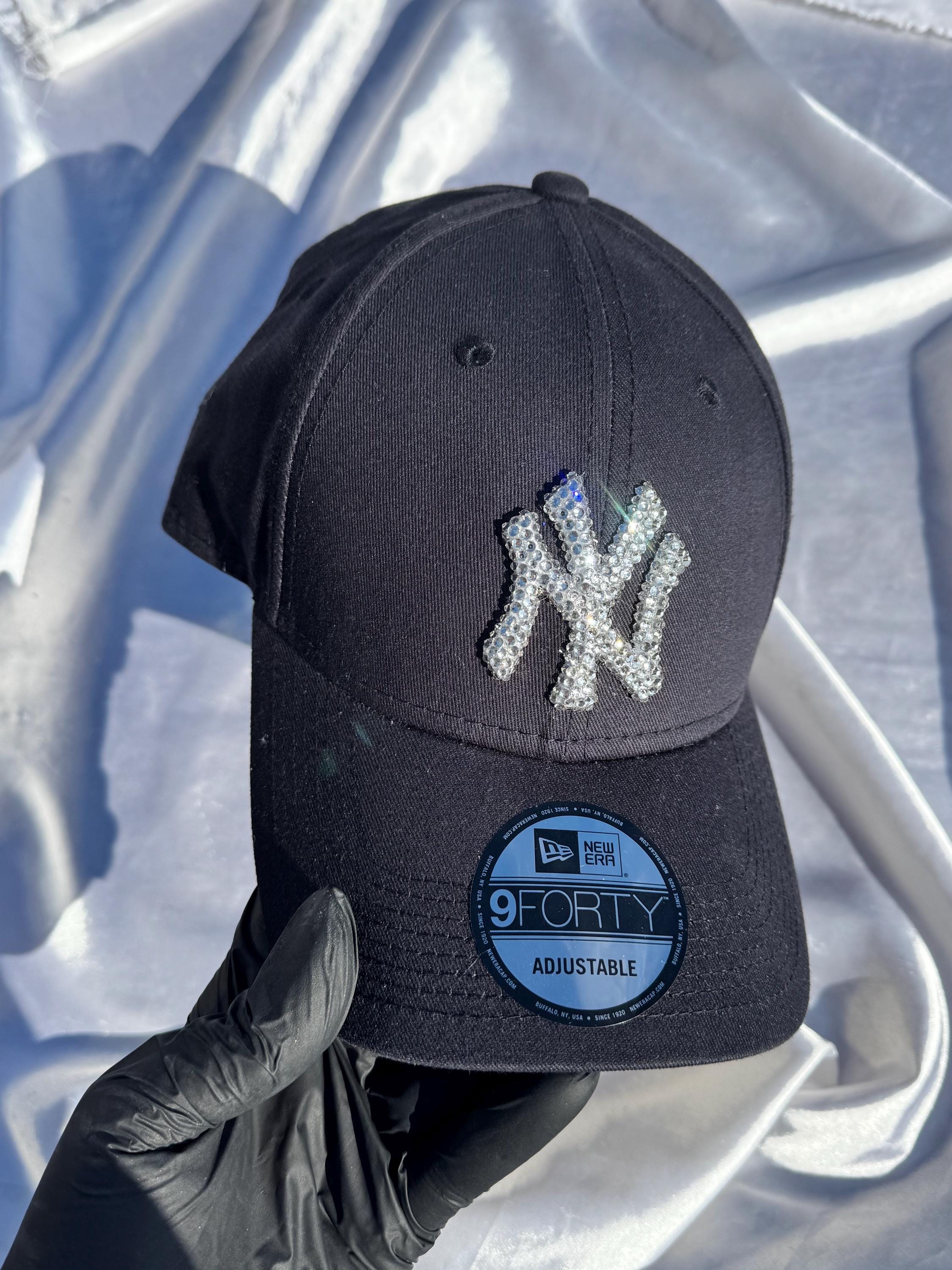 Navy Blue Crystal New York Yankees Baseball Cap•Custom Hat•Yankees Hat•New Era Hat•Swarovski Custom Hat•N.Y.Yankees hat•