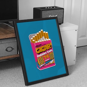 Vintage 90s Pop Art Print – Ouch Gum Tin Illustration – Retro Nostalgia Decor