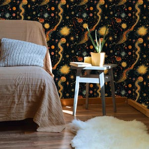 Celestial Night Sky Peel and Stick Wallpaper: Cosmic Galaxy Design