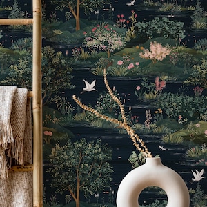 Luxe Indiaas paleisbehang | Weelderig Jaipur-tuinbehang | Tropische tuinbehang | Verwijderbaar behang | Peel-and-Stick-achtergronden