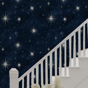 Dark Sky Star Wallpaper | Night Sky Starry Navy Blue Wallpaper| Removable Wallpaper | Peel and Stick Wallpaper