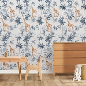 Safari Animals Wallpaper Mural: Jungle Kids Room Decor