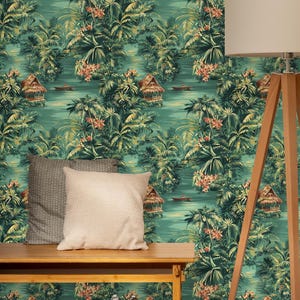 Luxury Indian Palace Wallpaper | Lush Jaipur Garden Wallpaper | Tropical Garden Wallpaper | Removable Wallpaper | Peel and Stick Wallpaper
