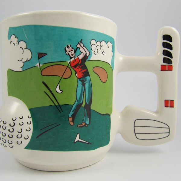 Vintage Golf Golfing Mug 3D 3- Dimensional, Cup, 1960's