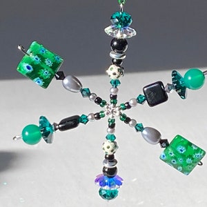 Sport Colors Dark Green, Silver and Black Small Heirloom Snowflake