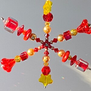 Sport Colors Red and Gold Small Heirloom Snowflake