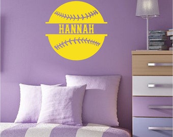 Softball Wall Decal Personalized Name And Color Pitcher Etsy