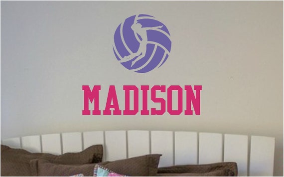 Volleyball Wall Decal Personalized Name Volleyball Gifts Volleyball Girl Volleyball Decorations Volleyball Stickers Volleyball