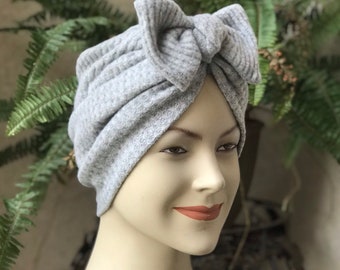 Hat Turban - Grey Bow