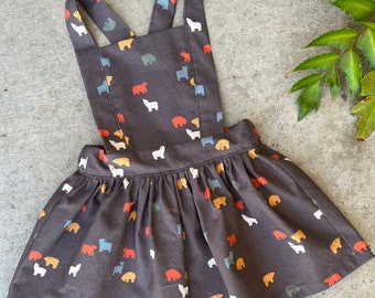 Nora- Button Back Pinafore Dress - Autumn Bears