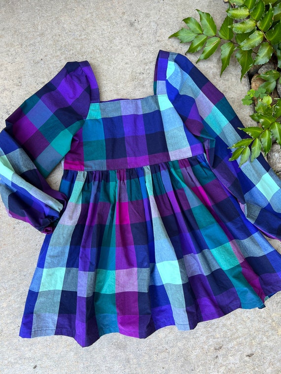 knee length dresses for ladies Plaid Button Down Purple Mini Dress — Gaudie and Company main image 0