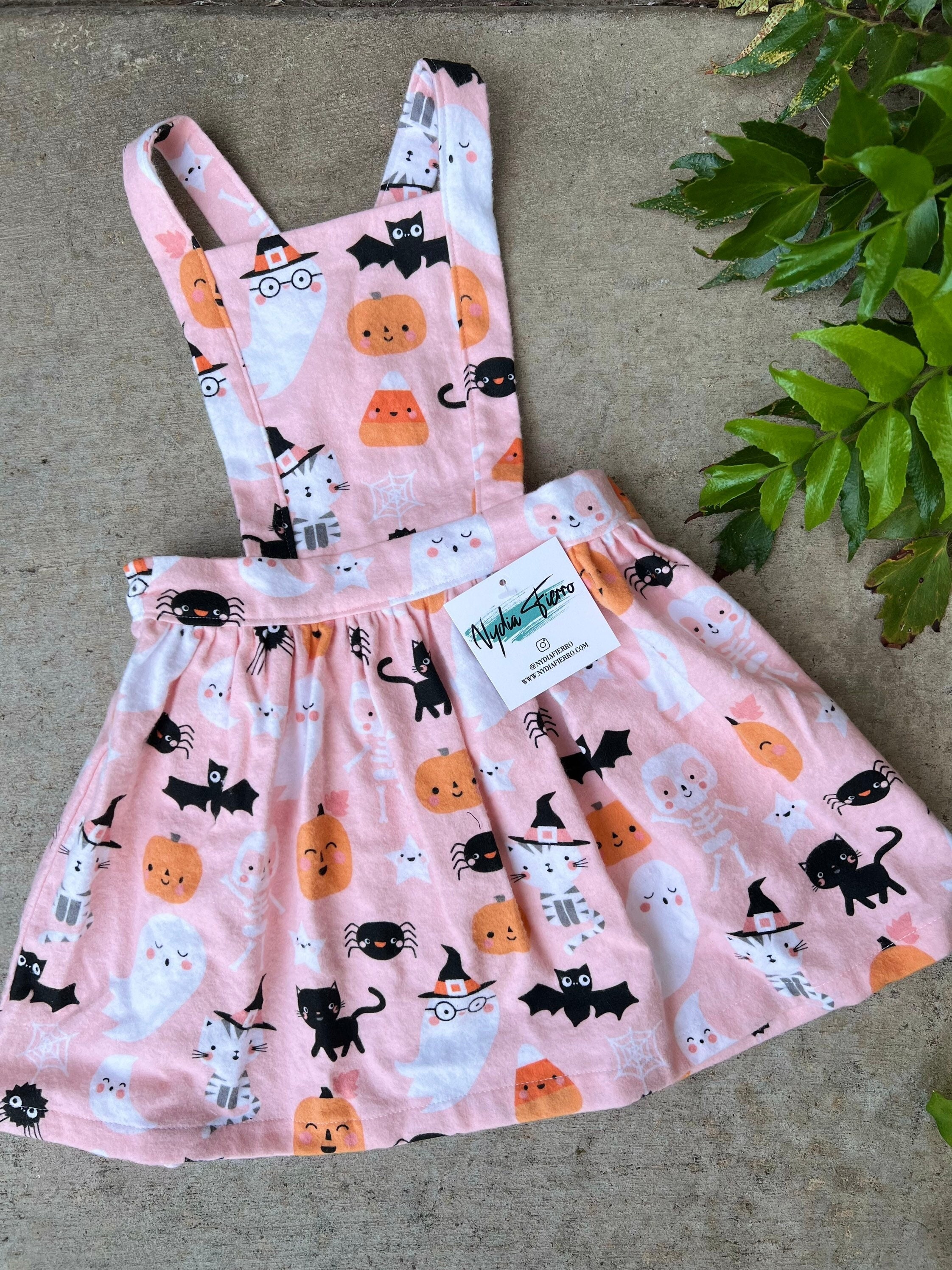 Nora- Button Back Pinafore Dress - Halloween Cuties