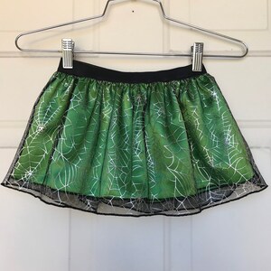 Baby Gathered Elastic Skirt - Halloween Black and Lime Green Spiderweb 18-24 Months