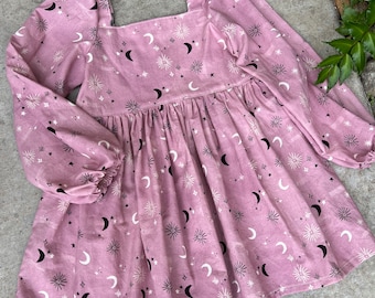Olivia - Long Sleeve Mini Dress - Mauve Sky