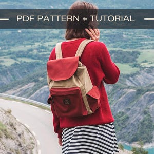 Backpack Sewing Pattern PDF Aesthetic DIY Rucksack Tutorial Printable Bag Pattern Women Step-by-Step