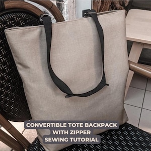 Tote backpack pattern bag convertible with zipper pdf sewing tutorial minimalist bag step bested tutorial with pattern