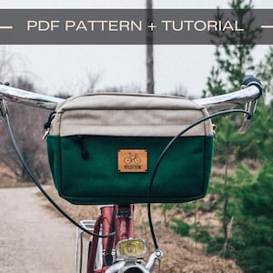 Bicycle handlebar bag PDF sewing Pattern and Tutorial bike bag sewing pattern bike handlebar bag diy sew pattern with tutorial