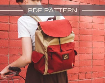 Backpack Sewing Pattern PDF Aesthetic DIY Rucksack Tutorial Printable Bag Pattern Women Step-by-Step