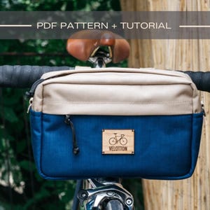 Bicycle handlebar bag PDF sewing Pattern and Tutorial bike bag sewing pattern bike handlebar bag diy sew pattern with tutorial