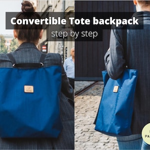 Convertible bag backpack pdf sewing pattern tutorial sew minimalist bag step bested tutorial with pattern