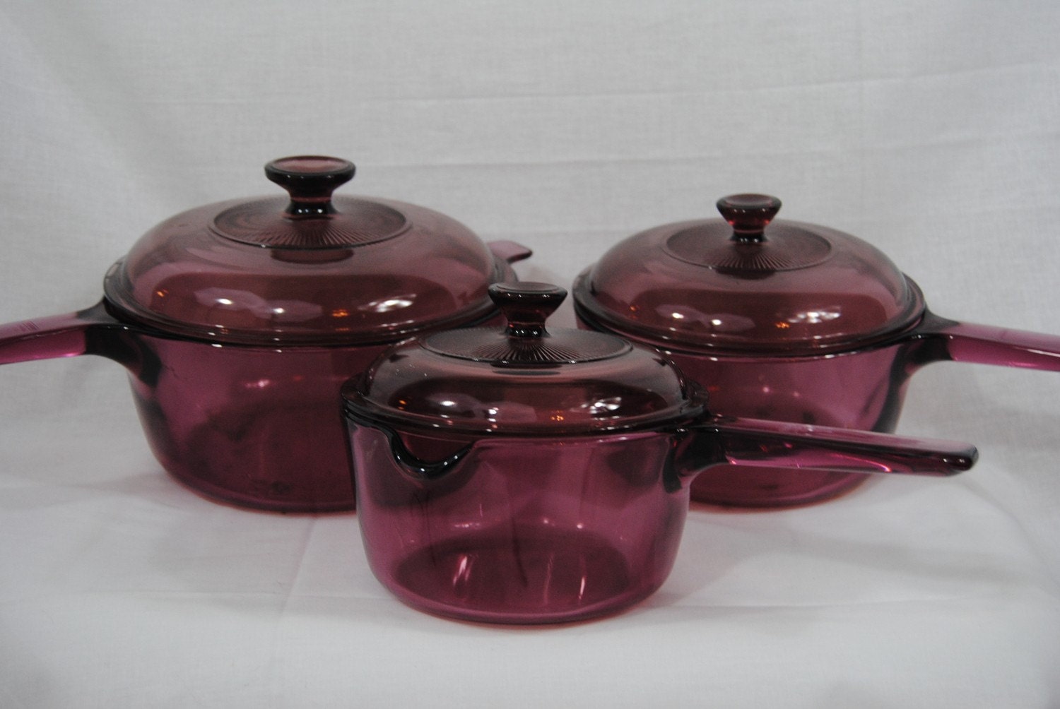 Vintage Corning Pyrex Cranberry Visions Glass Cookware Set Etsy