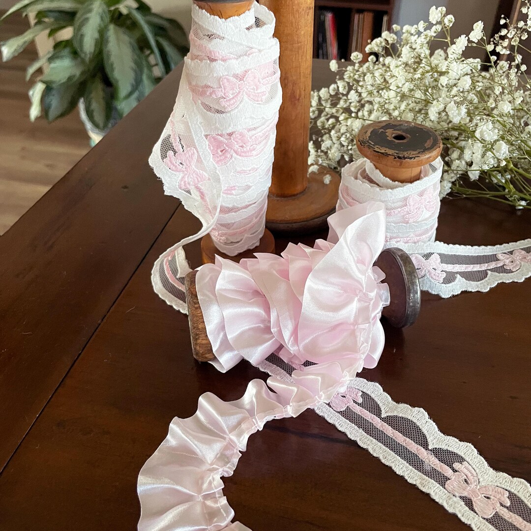 Beautiful Pink Satin Ruffle Trim, 1.5 Inch Wide, Great for Baby Girl ...