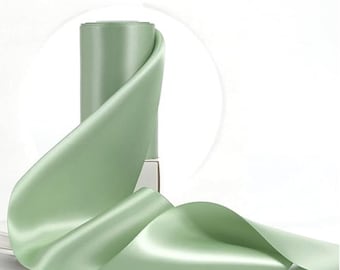Light Sage Green Double Faced Satin Ribbon by the Yard, 4 inches wide, Bridal/Wedding, Decor & Clothing, Party/Shower/Nursery