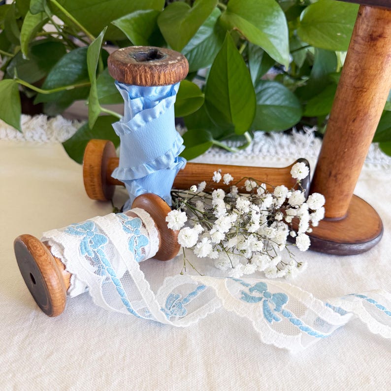 Baby Blue Ribbon Set - One Piece Each of Double Ruffle Edge Ribbon ...
