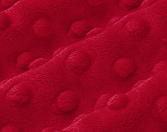 Crimson Red Cuddle Dimple Minky Dot Fabric { Shannon Fabrics } Discontinued, Last Piece in Production, Remnant 23 inches- Christmas/Holiday