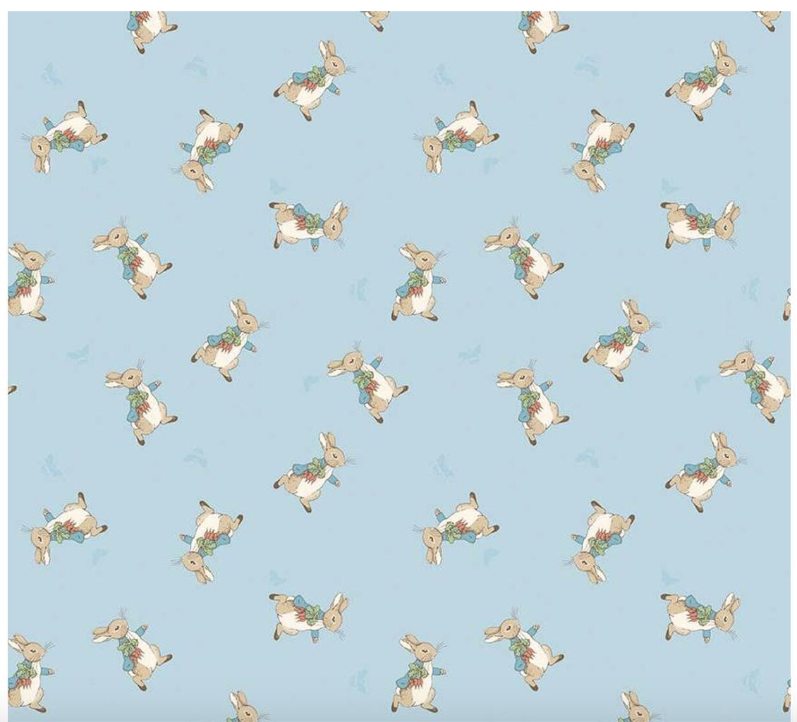 The Tale of Peter Rabbit Fabric Toss Blue, Beatrix Potter Licensed Cotton Yardage by-the-yard, Quilting Material Riley Blake C14702-BLUE