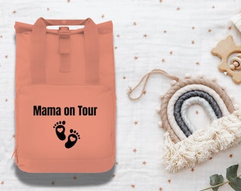 Mama on Tour Backpack with Footprint | Gift for Mothers | Backpack for Moms | Diaper Backpack Style | Mother's Day Baby Parents