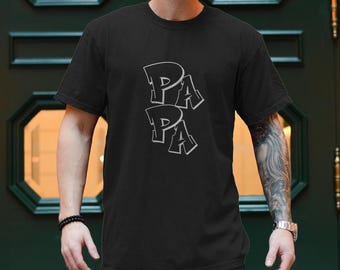 Camiseta PAPA Masculina – Presente Engraçado para o Dia dos Pais | Presente para Pai, Homem, Pai | Camiseta Masculina de Algodão com Quadrinhos | Camiseta com Frases do Pai