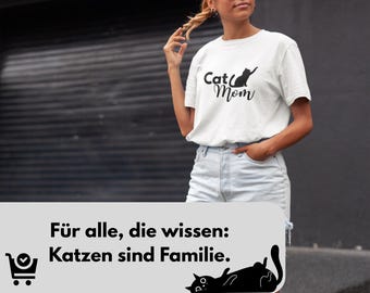 Cat Mom T-Shirt – Unisex shirt with black cat | Gift for cat mom | Shirt woman cat | Cat shirt | Gift idea woman | Cats