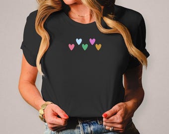 Heart Shirt Women Colorful – Gift for Girlfriend, Sister, Mom, Self-Love Statement Shirt, Love T-Shirt, Pastel Colors, Summer