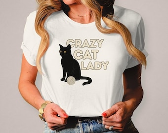 Cat Lady Shirt Women – Funny Cat T-Shirt Gift Cat Lover – Cat Mom Shirt with Black Cat – Funny Cat Lover Tee