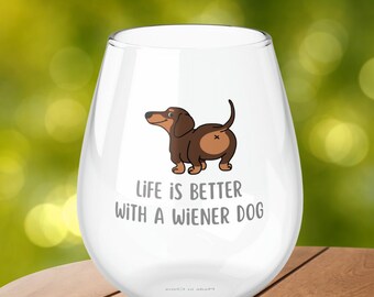 Dachshund Wine Glass, Dachshund Gifts, Dog Wine Glass 11.75oz, Wiener Dog Wine Glass, Dachshund Stemless Wine Glass, Hot Dog Wine Glass